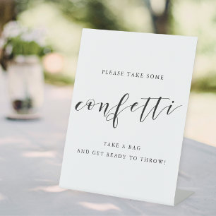 Signe De Table Confettis de mariage de calligraphie moderne pour