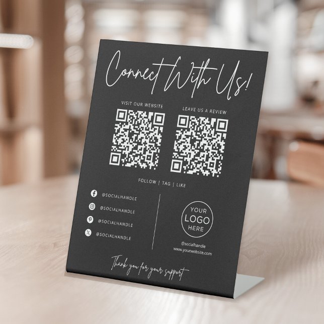 Signe De Table Connectez-vous à nous Code QR des médias sociaux p (Créateur téléchargé)