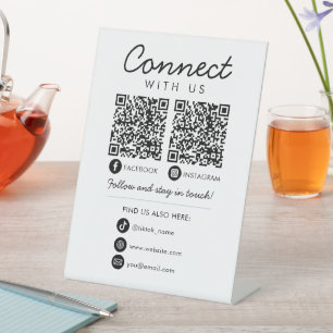 Signe De Table Connectez-vous à nous QR Code Social Media Suivez-