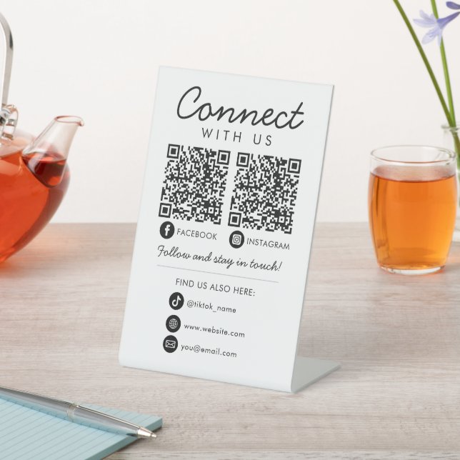 Signe De Table Connectez-vous aux médias sociaux américains QR Co (In SItu)