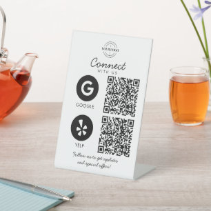 Signe De Table Connectez-vous avec nous 2 QR Code Business Compan