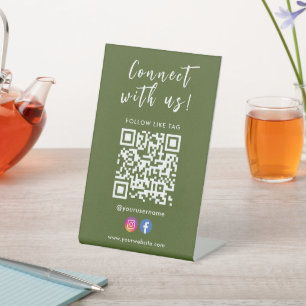 Signe De Table Connectez-vous avec nous Facebook Instagram Qr Cod