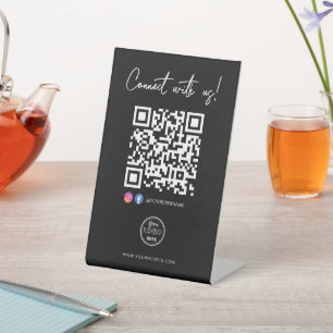Signe De Table Connectez-vous avec nous Facebook Instagram QR Cod
