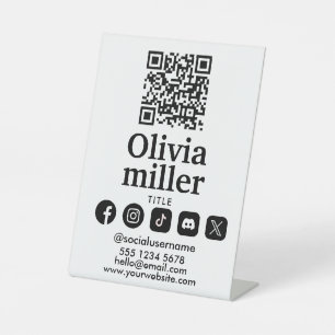 Signe De Table Connectez-vous avec nous Médias sociaux QR Code