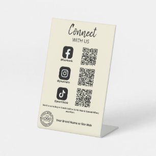 Signe De Table Connectez-vous avec nous Social Media Code QR