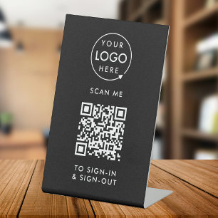 Signe De Table Connexion au code QR Logo du visiteur de la réce