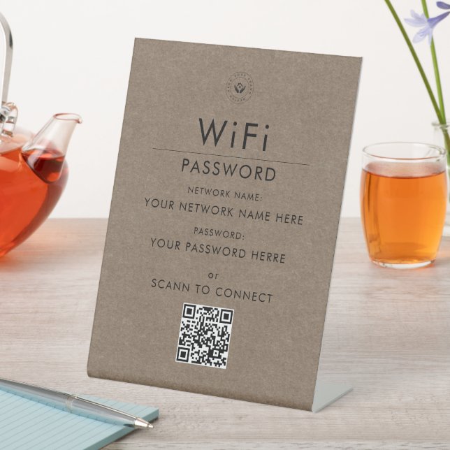Signe De Table Connexion de code QR Wi-Fi personnalisé moderne av (In SItu)