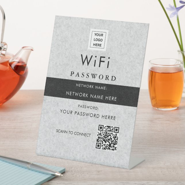 Signe De Table Connexion de code QR Wi-Fi personnalisé moderne av (In SItu)