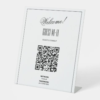 Signe De Table Connexion de code QR WiFi | Entreprise moderne
