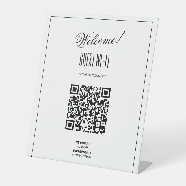 Signe De Table Connexion de code QR WiFi | Entreprise moderne (Recto)