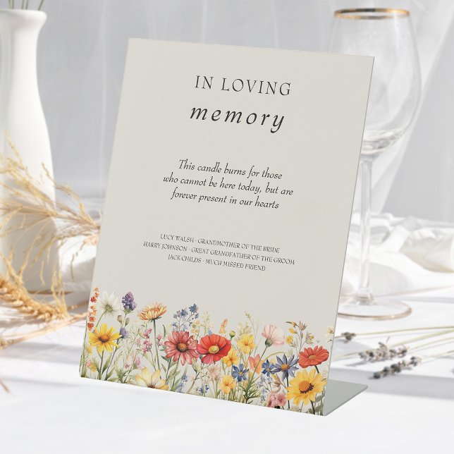 Signe De Table Connexion en mémoire d'amour Rustic Fleur sauvage  (In Loving Memory sign from the Rustic Wildflower Wedding Collection by Darling & May)