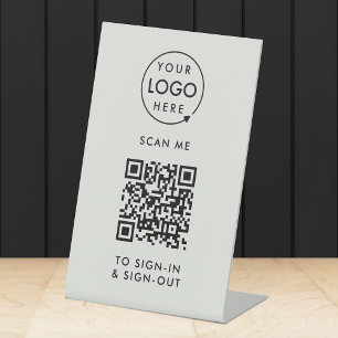 Signe De Table Connexion et sortie QR Gray Visitor Staff Sans c