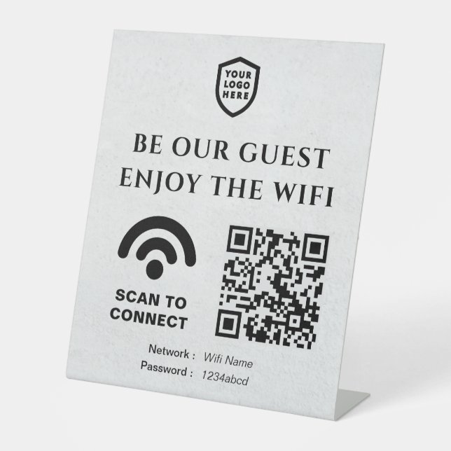 Signe De Table Connexion QR Wifi | Logo de l'entreprise (Recto)