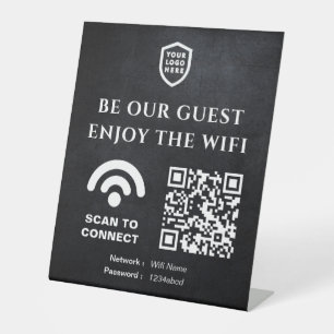 Signe De Table Connexion QR Wifi   Logo de l'entreprise