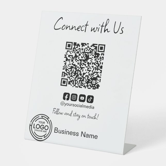 Signe De Table Connexion simple avec nous Code Qr Entreprise (Recto)