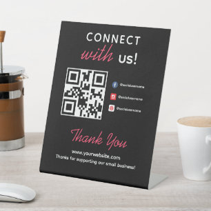 Signe De Table Connexion Simple Avec Nous Réseaux Sociaux QR Entr
