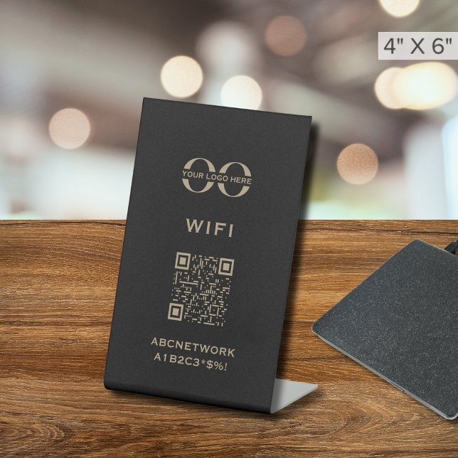 Signe De Table Connexion Wi-Fi Code QR Logo personnalisé (Créateur téléchargé)