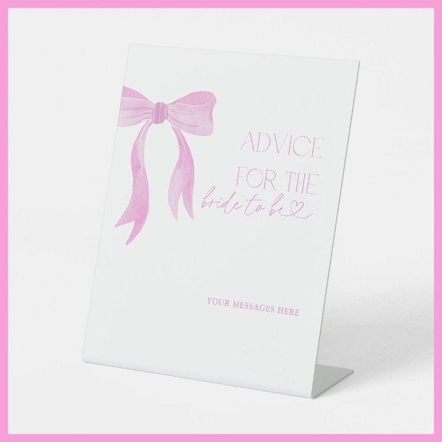 Signe De Table Conseil Au Jeu De Fête des mariées Bride Pink Bow (Créateur téléchargé)