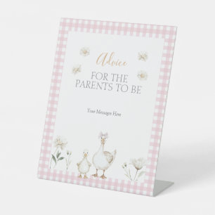 Signe De Table Conseil de Baby shower blanc oie rose