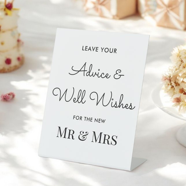 Signe De Table Conseil mariage Noir Blanc Bien Souhaits (Créateur téléchargé)