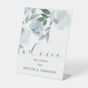 Signe De Table Conseil nuptial bleu et gris Mariage d'aquarelle