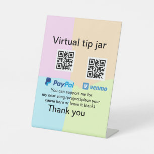 Signe De Table Conseil virtuel jar q r code argent don PayPal ven