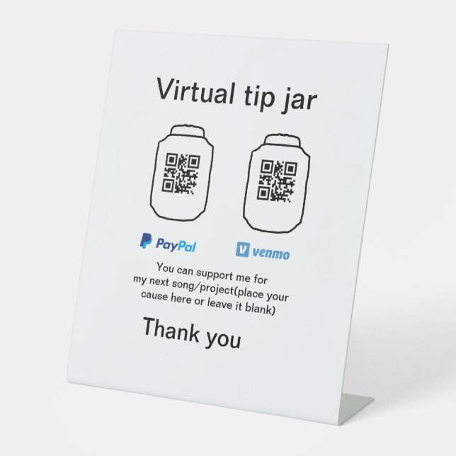 Signe De Table Conseil virtuel jar q r code argent don PayPal ven (Recto)