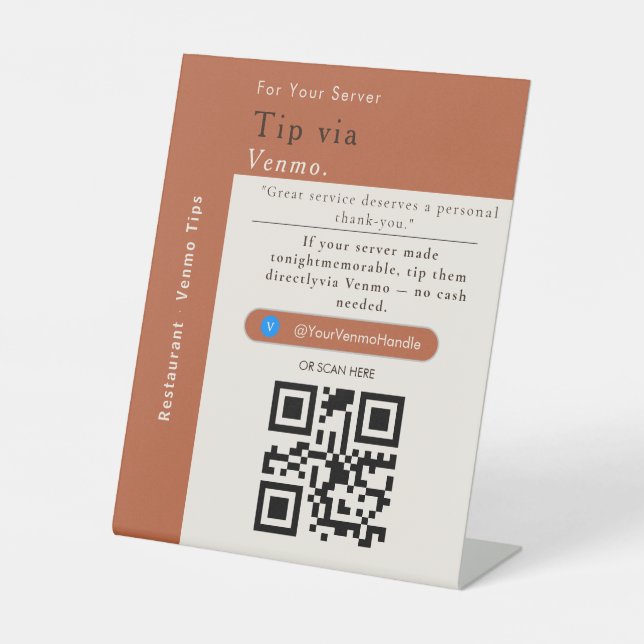 Signe De Table Conseils esthétiques Venmo Code QR | Conseils Venm (Recto)