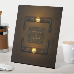 Signe De Table "Conserver le calme et la vapeur" Machine Age Stea