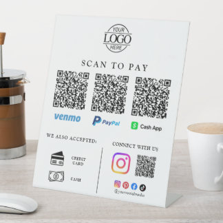 Signe De Table Contactless Qr Code Business Logo Scan To Pay