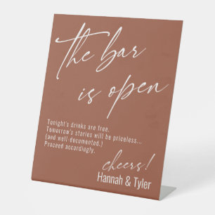Signe De Table Contemporary Script Terracotta Le Bar est ouvert