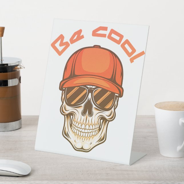 Signe De Table Cool Skull with Cap and Sunglasses (In SItu)