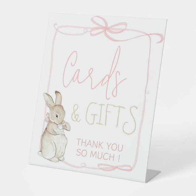 Signe De Table Coquett rose Pierre le lapin Cartes d'anniversaire (Recto)