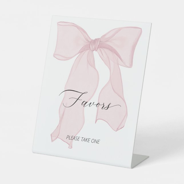 Signe De Table Coquette Bow Rose Anniversaire Fête Faveurs (Recto)