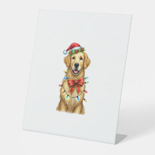 Signe De Table Coquette Chien retrieur d'or Mignonne Noël de Bow