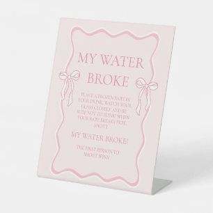 Signe De Table Coquette Pink Bow Baby shower My Water Broke Jeu