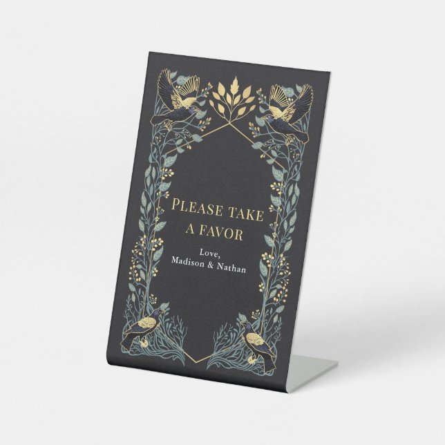 Signe De Table Corbeau gothique enchanté mariage floral Faveur (Recto)