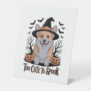 Signe De Table Corgi d'Halloween mignonne en Casquette de sorcièr