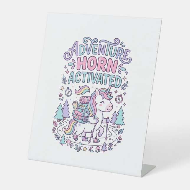 Signe De Table Corne d'Aventure de Licorne Activée Graphique Past (Recto)
