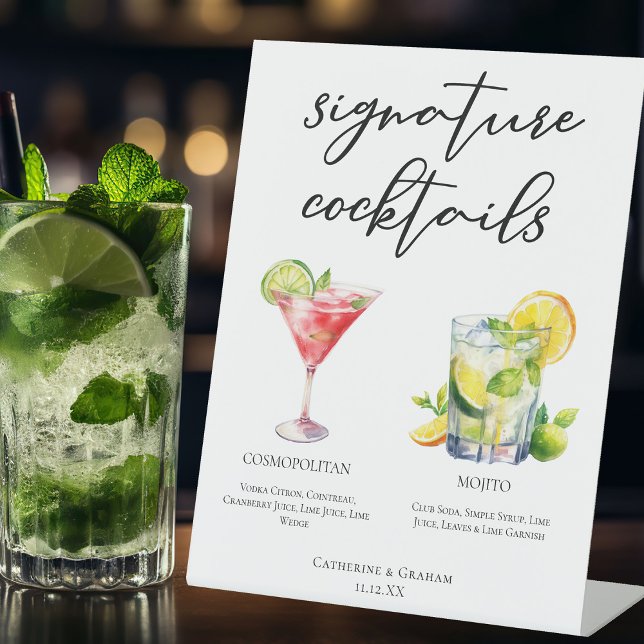 Signe De Table Cosmopolite Mojito Signature Cocktails Menu (Créateur téléchargé)