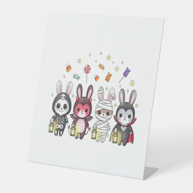 Signe De Table Costume de lapin mignon Halloween (Recto)