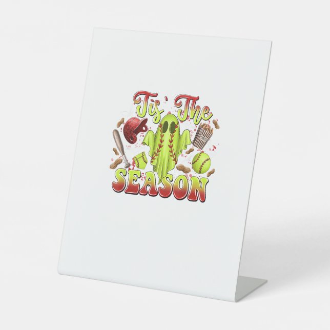 Signe De Table Costume De Softball éffrayant Drôle Halloween Tis  (Recto)