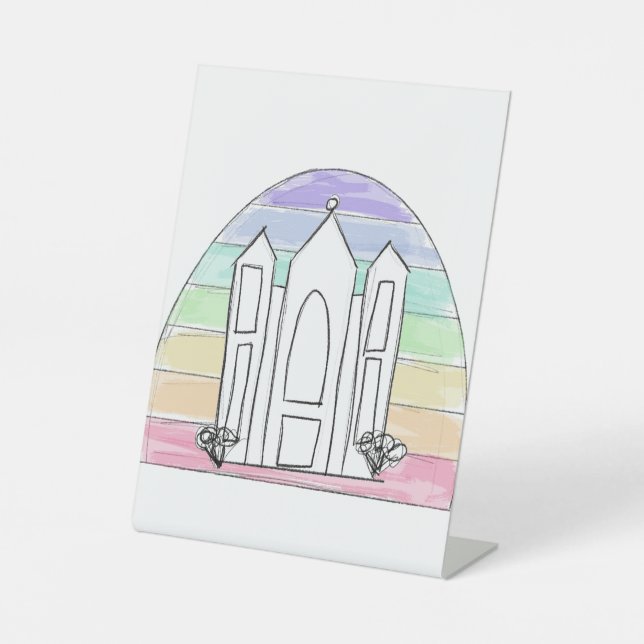 Signe De Table Coucher de soleil arc-en-ciel sur le temple Mormon (Recto)