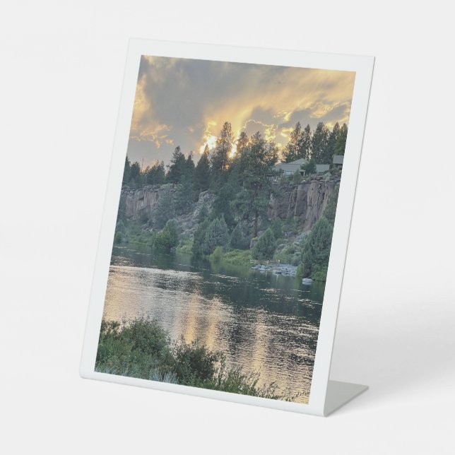 Signe De Table Coucher de soleil sur une rivière (Recto)