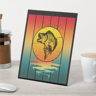 Signe De Table Coucher de soleil vintage pêche poisson océan