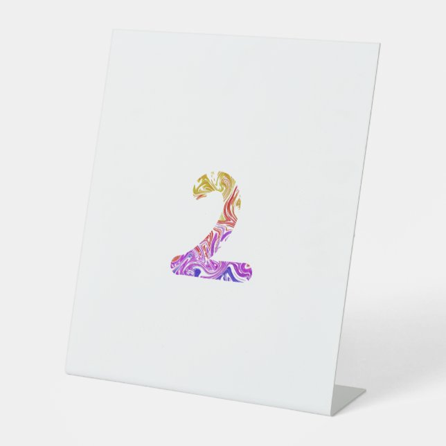 Signe De Table Couleur Artistique Vibrante Marbrée Numéro 2 (Recto)