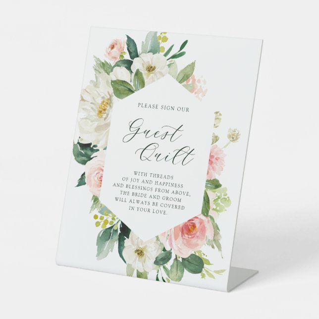 Signe De Table Couleur blanche floue Hexagon Mariage (Recto)