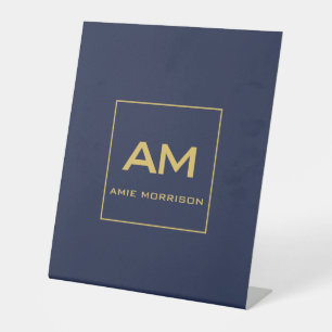 Signe De Table Couleurs d'or bleu Monogramme Lettres initiales No