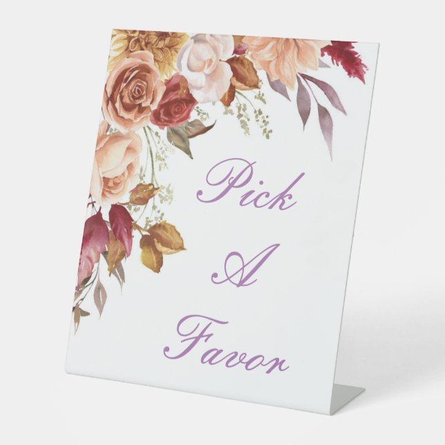 SIGNE DE TABLE COULEURS ROMANTIQUES FÊTE DES MARIÉES AFFICHE DE B (Recto)