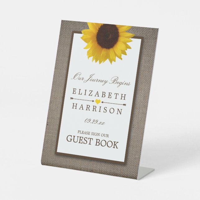 Signe De Table Country Rustic Tournesol & Mariage Burlap (Recto)